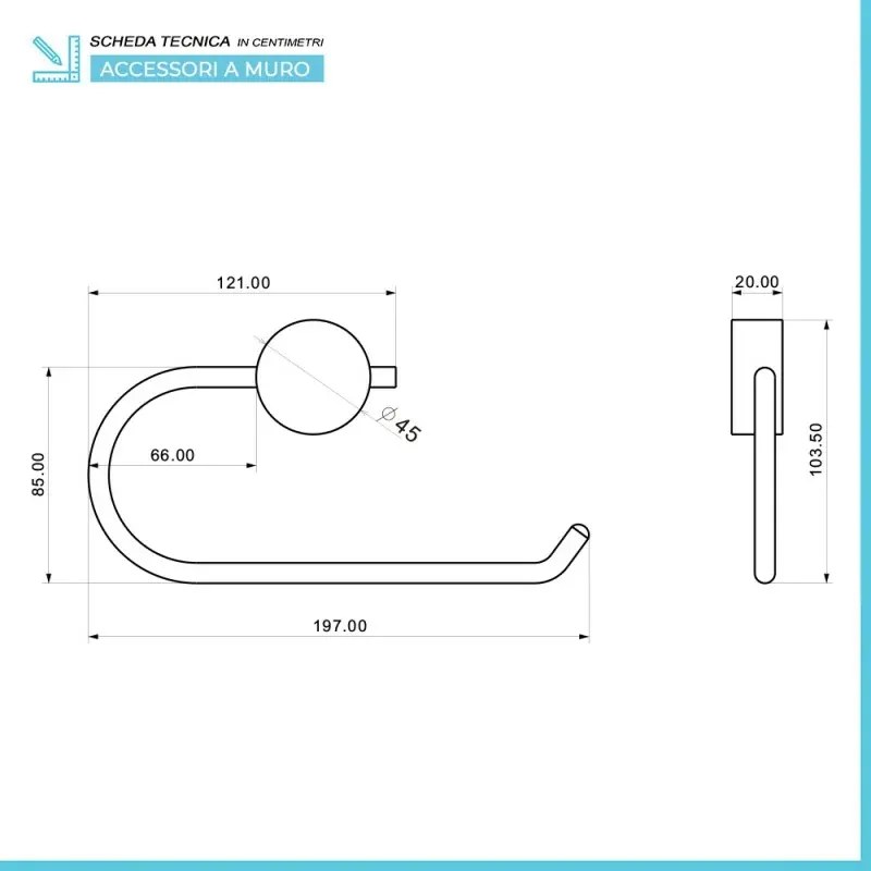 Set accessori a muro 6 pezzi in acciaio cromato e viti incluse Plaza