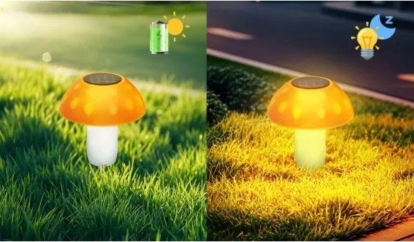 Aigostar - Lampada LED solare LED/0,024W/1,2V 200 mAh 2700K IP44 fungo porcino