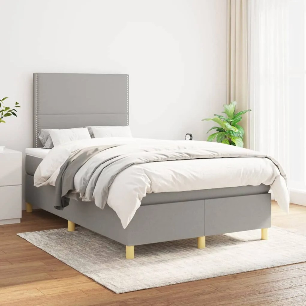 Giroletto A Molle Con Materasso Grigio Chiaro 120x200cm Tessuto /