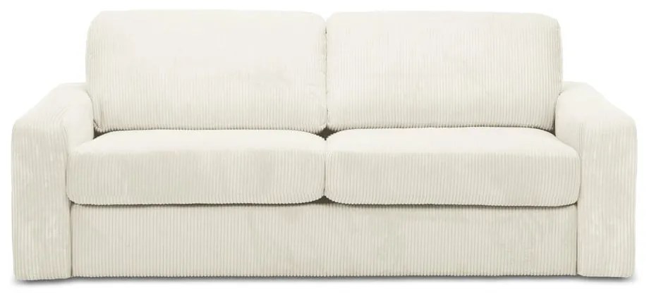 Divano beige allungabile con rivestimento in velluto a coste 195 cm Nona – Makamii