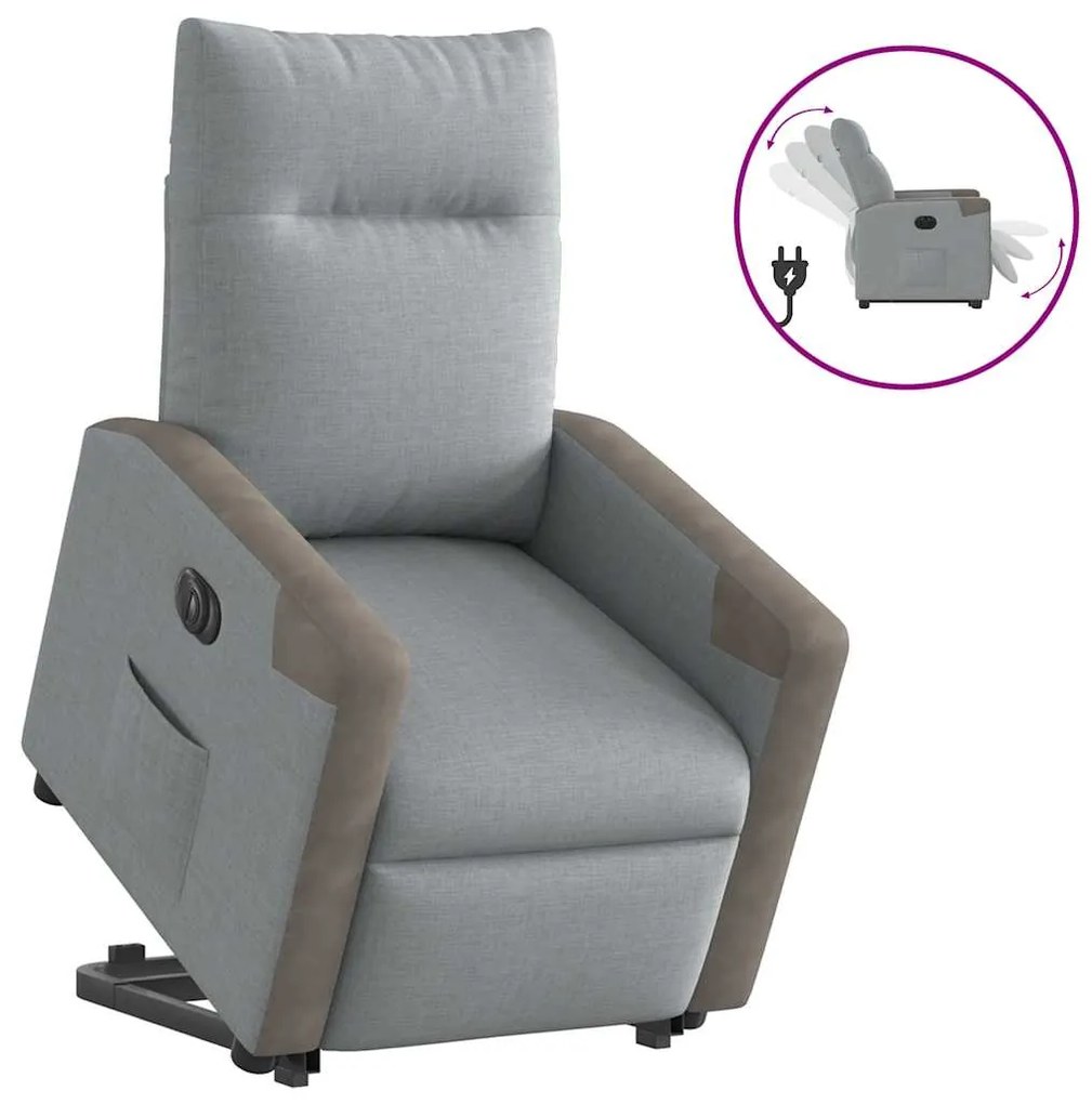 Poltrona Reclinante Alzapersona Elettrica Grigio Chiaro Tessuto /