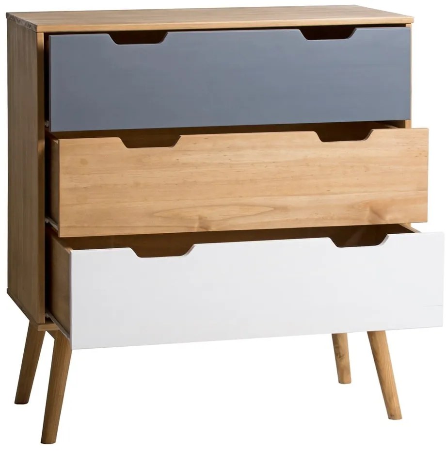 Cassettiera in legno di pino massiccio, larghezza 80 cm Cusco - Marckeric