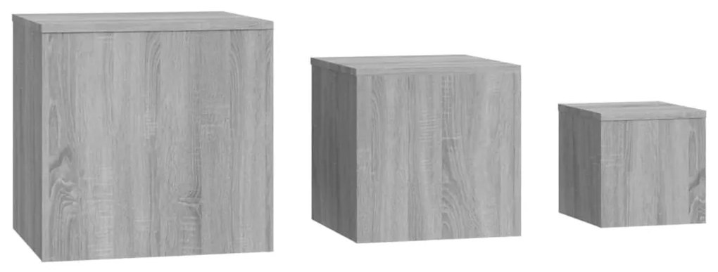 Credenze 3 pz grigio sonoma in legno multistrato