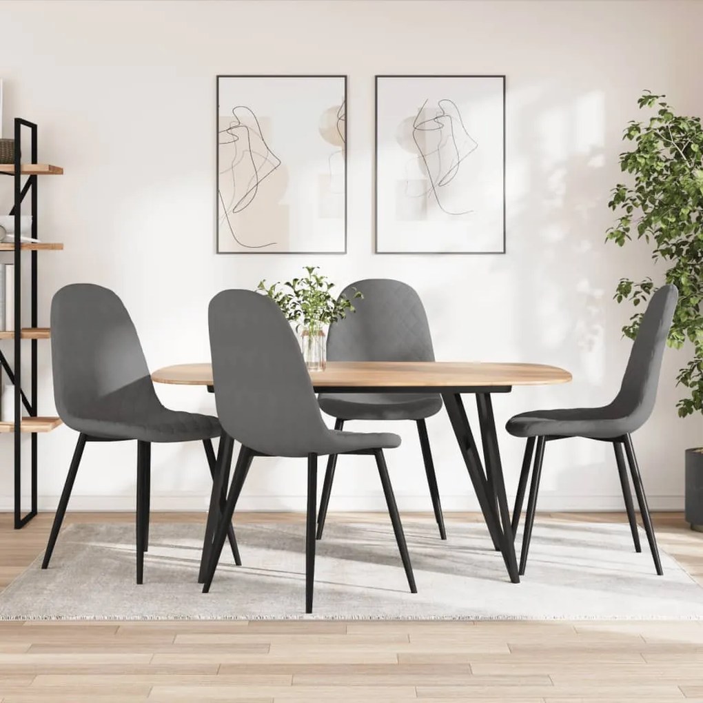 Sedie Da Pranzo 4 Pz Grigio Chiaro İn Velluto /