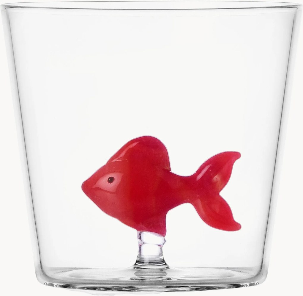 Bicchiere in vetro borosilicato fatto a mano Red Fish