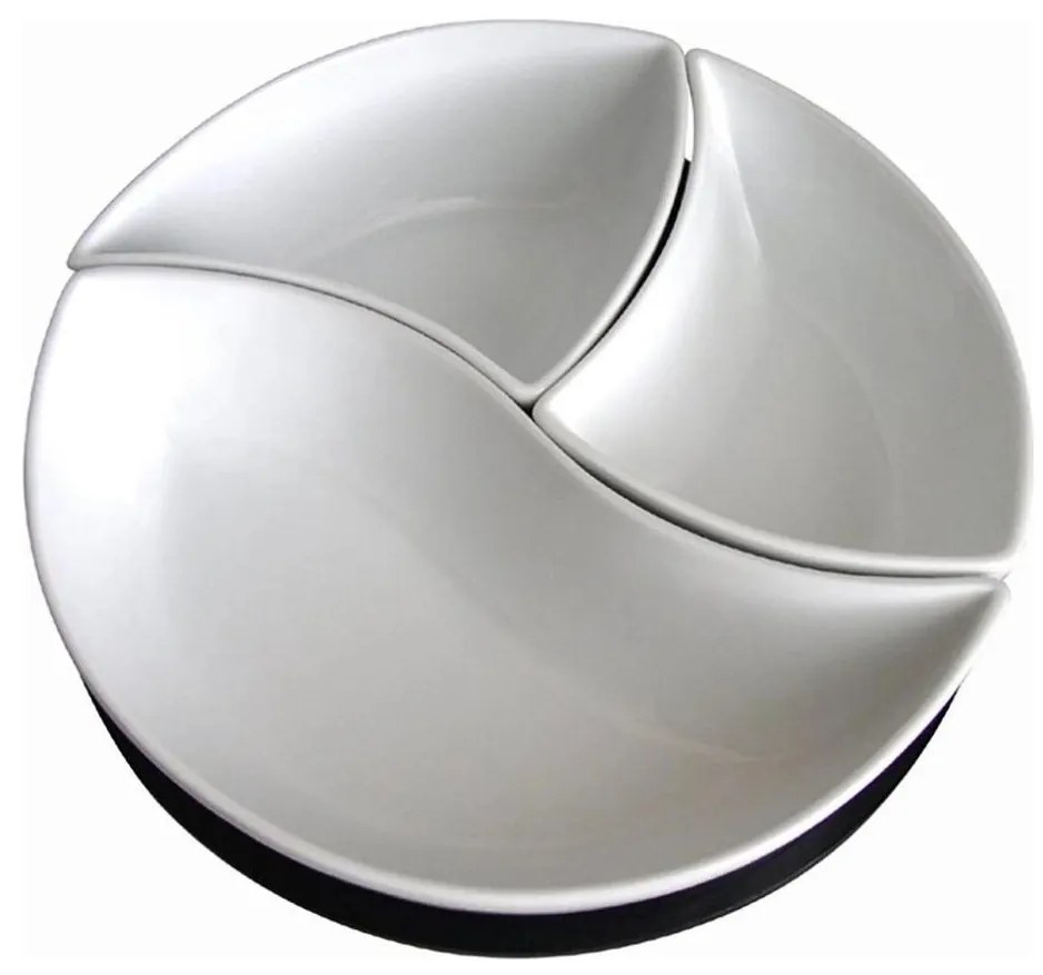 Set di 3 ciotole con vassoio TORO in ceramica e legno