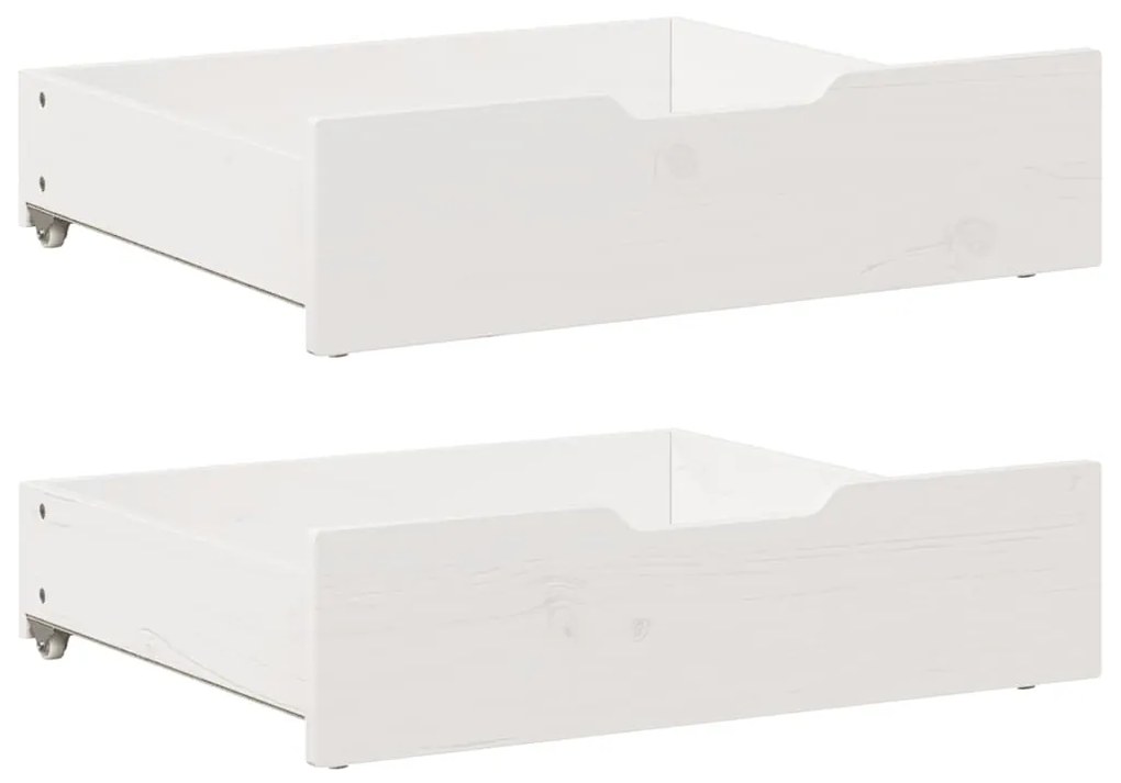 Cassettoni Da Letto 2 Pz Bianchi 75x55x16 Cm İn Legno Di Pino /