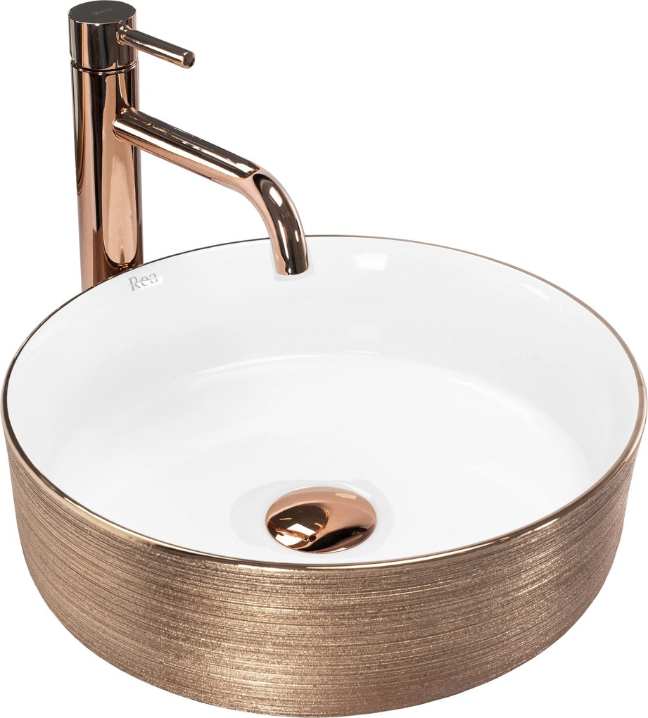 Lavabo da appoggio Rea Sami Brush Rose Gold