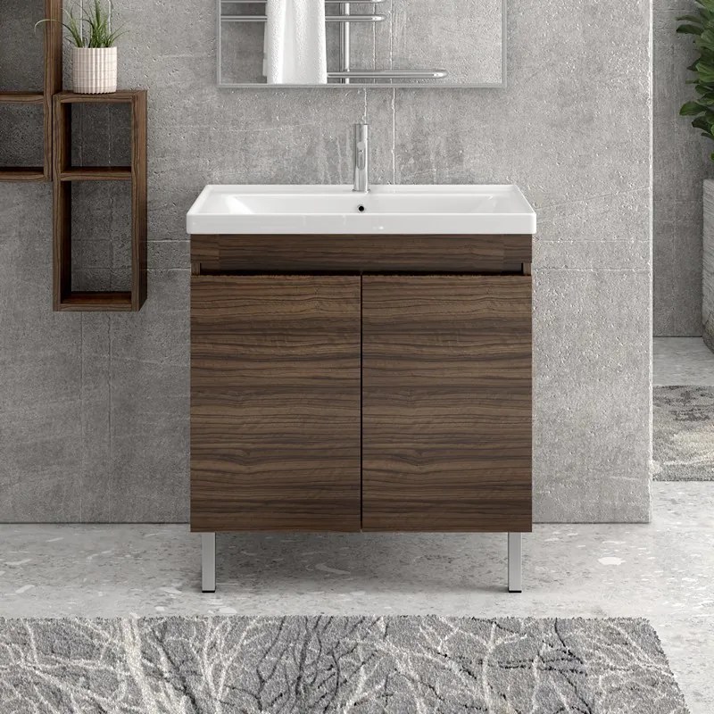 Mobile bagno a terra 80 cm lavabo integrato e due ante SV-80T - KAMALU