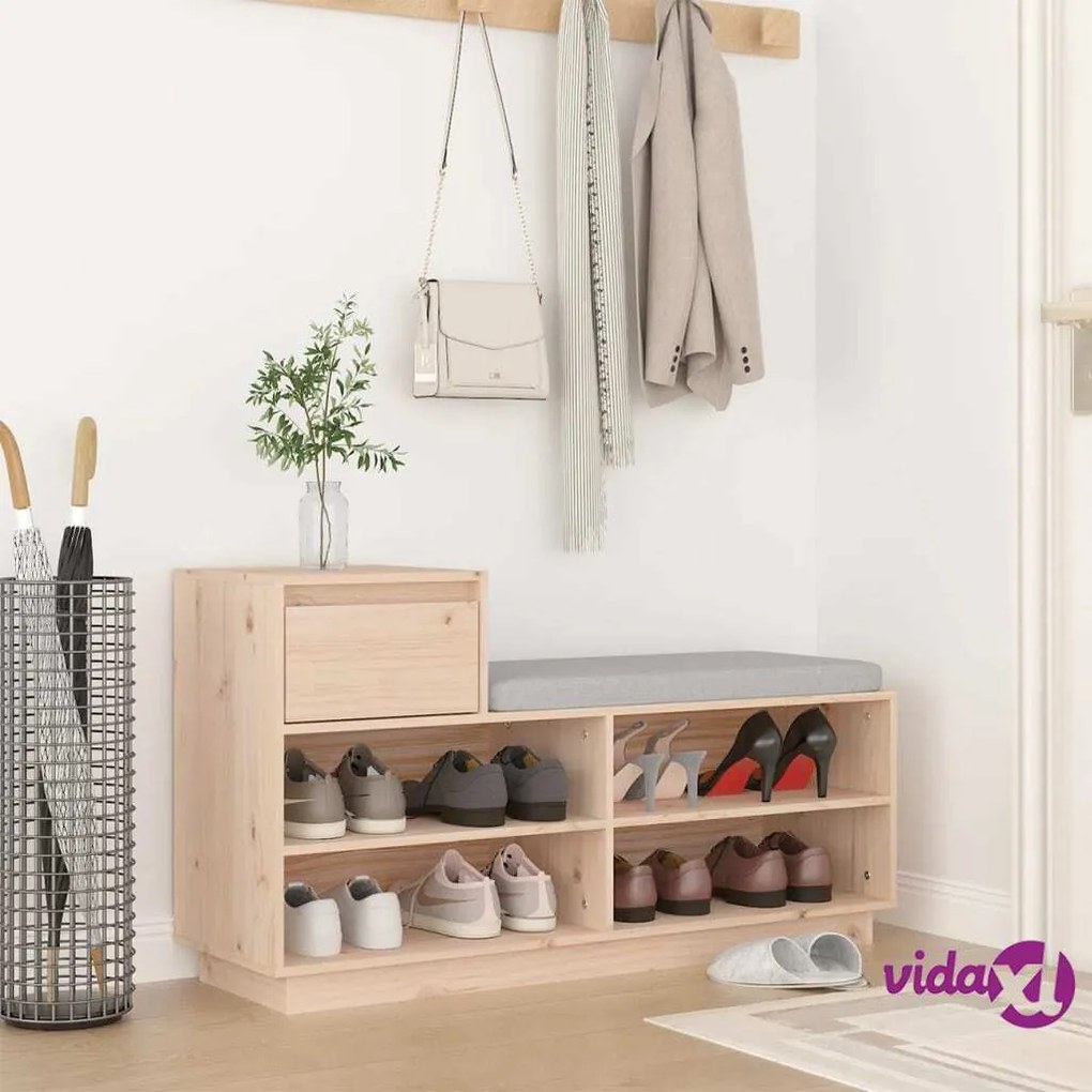 vidaXL Scarpiera 110x34x61 cm in Legno Massello di Pino