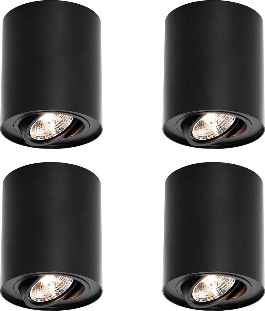 Set di 4 faretti da soffitto moderni neri regolabili AR70 - Rondoo Up