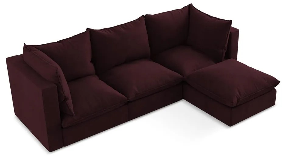 Divano angolare burgundy (con penisola a destra/con chaise lounge) Manao – Makamii