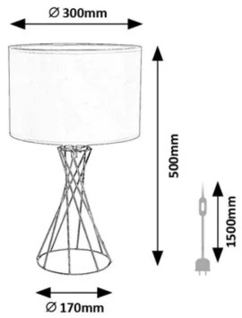 Rabalux 74081 - Lampada da tavolo NIVRA 1xE27/40W/230V dorata/bianca