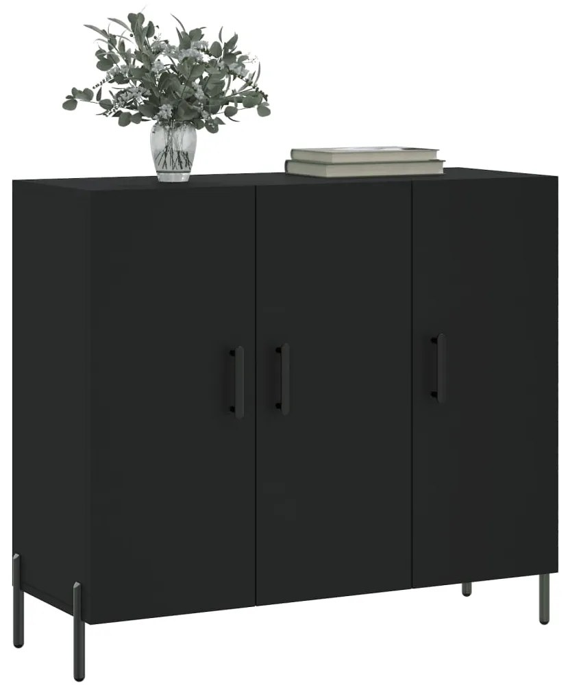 Credenza nera 90x34x80 cm in legno multistrato