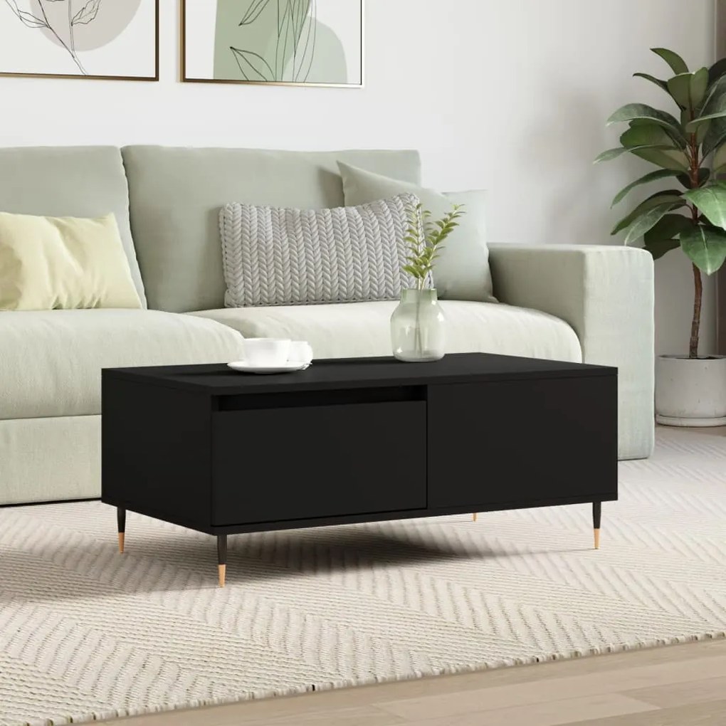 Tavolino Da Salotto Nero 90x50x36,5 Cm İn Legno Multistrato /