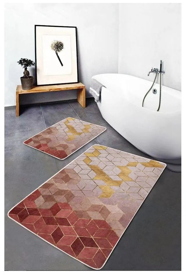 Set di tappetini per il bagno rosa in velluto 2 pz 60x100 cm – Mila Home