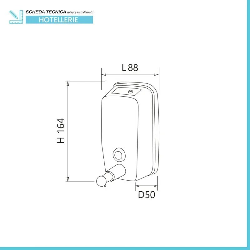 Dispenser sapone liquido a muro 500 ml in acciaio inox lucido