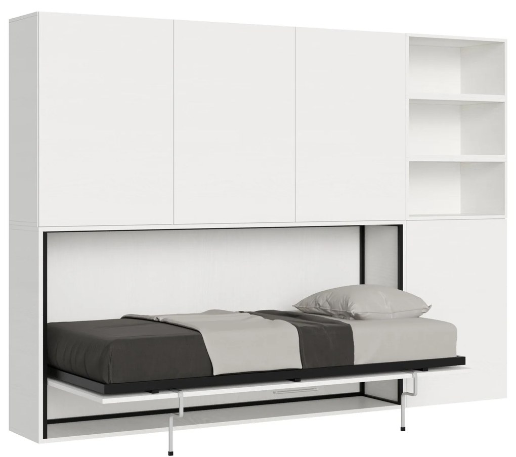 Letto a scomparsa singolo orizzontale Kando con materasso e composizioni disponibili, G / Non incluso