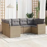 Set Divano da Giardino 6 pz con Cuscini Beige in Polyrattancod mxl 111762