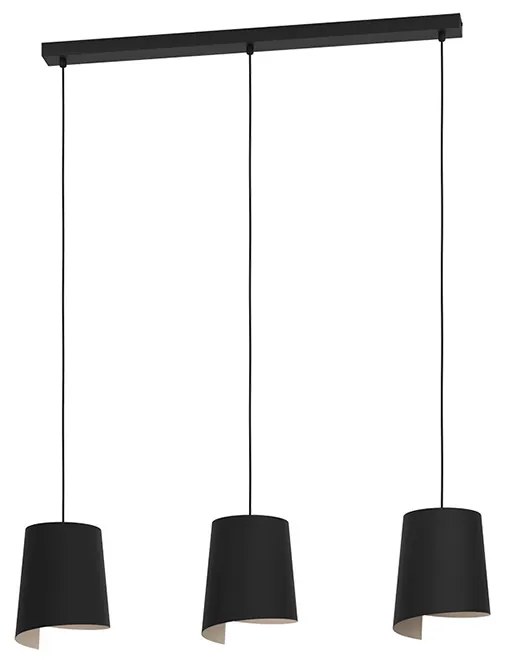 Lampadario Moderno Bolivia 3 Luci Acciaio Nero