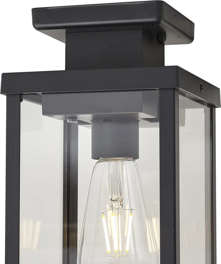 Plafoniera moderna da esterno nera con sensore di movimento e crepuscolare IP44 - Rotterdam