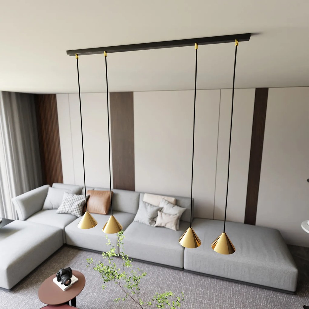 Sospensione Minimal Skadi 4 Luci In Acciaio Oro