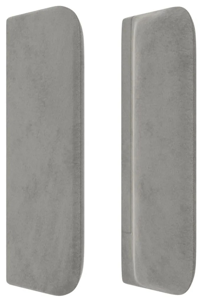 Testiera ad orecchio grigio chiaro 163x16x78/88 cm in velluto