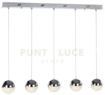 Atomo, lampada a sospensione, cromo rettangolare 5 luci, led 3000k ...