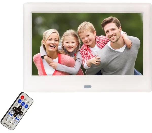 Sencor - Cornice per foto digitale con altoparlante 230V bianco + telecomando