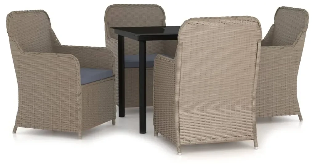 Set da pranzo per giardino 5 pz con cuscini marrone