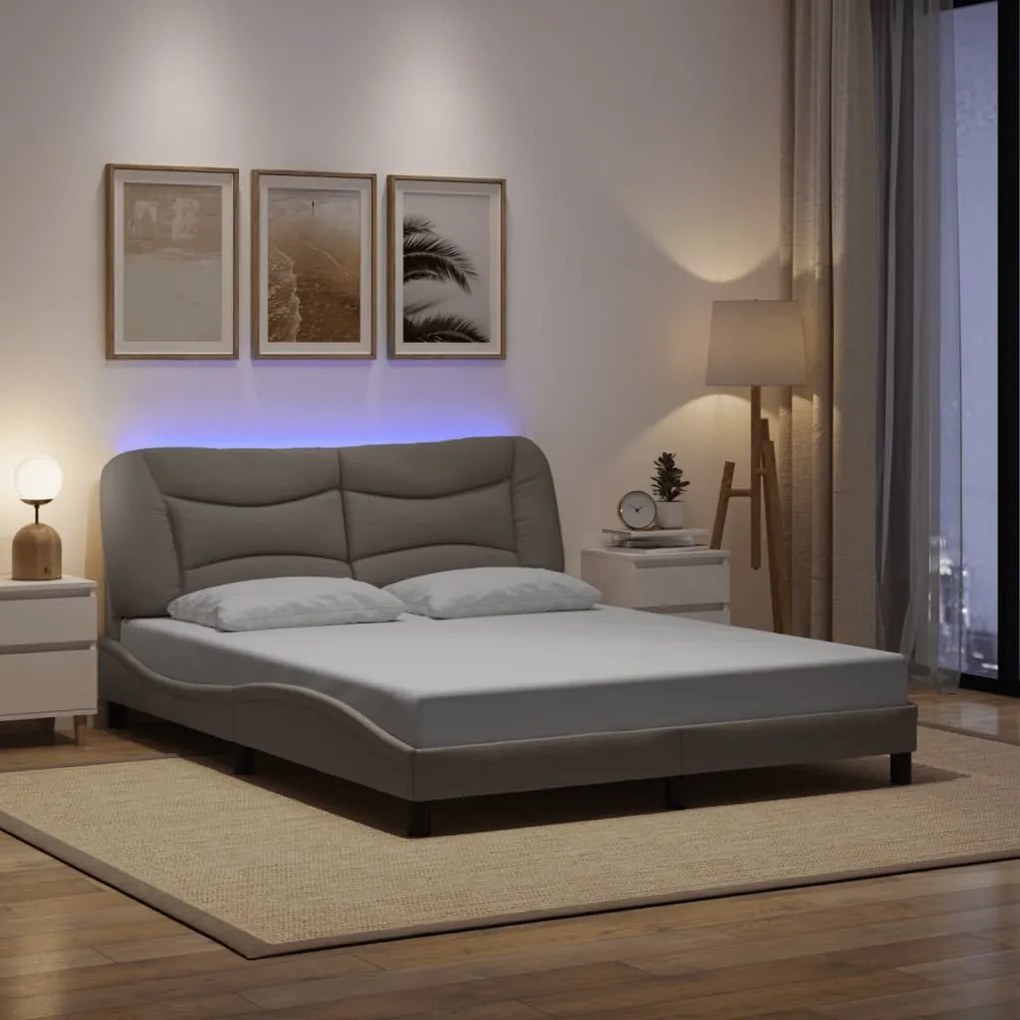 Giroletto Con Led Senza Materasso Tortora 160x200 Cm İn Tessuto /