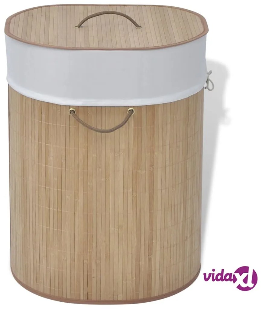vidaXL Cesto Portabiancheria in Bambù Ovale Colore Naturale