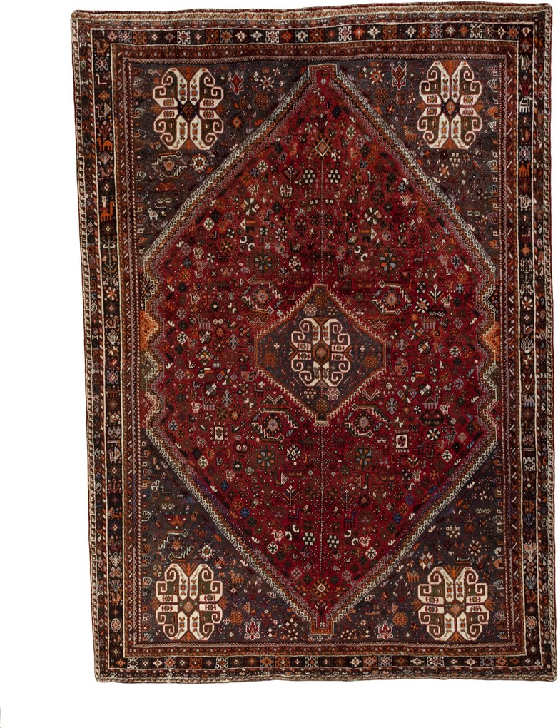 Shiraz Tappeto persiano 310x220 Rosso (Iran) Annodato A Mano