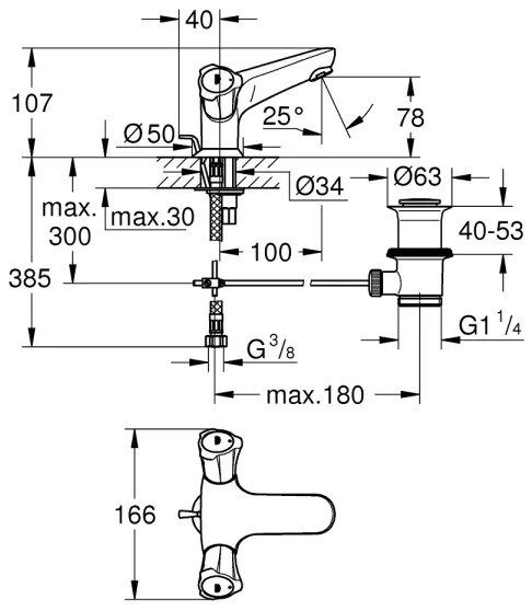 GROHE 21390001 - Miscelatore lavabo COSTA L DN 15, cromo lucido