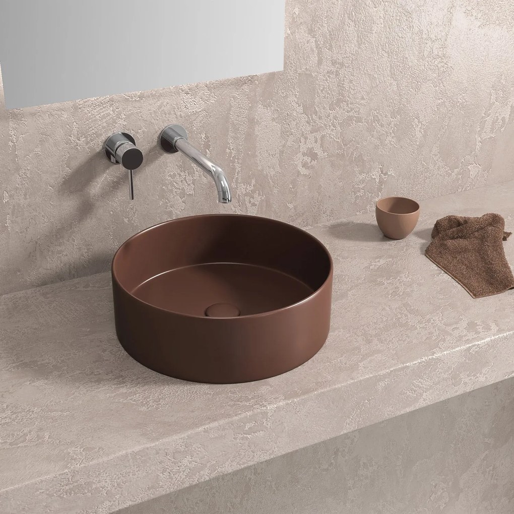 Lavabo D'Appoggio 35 Cm Karag Caffè Opaco