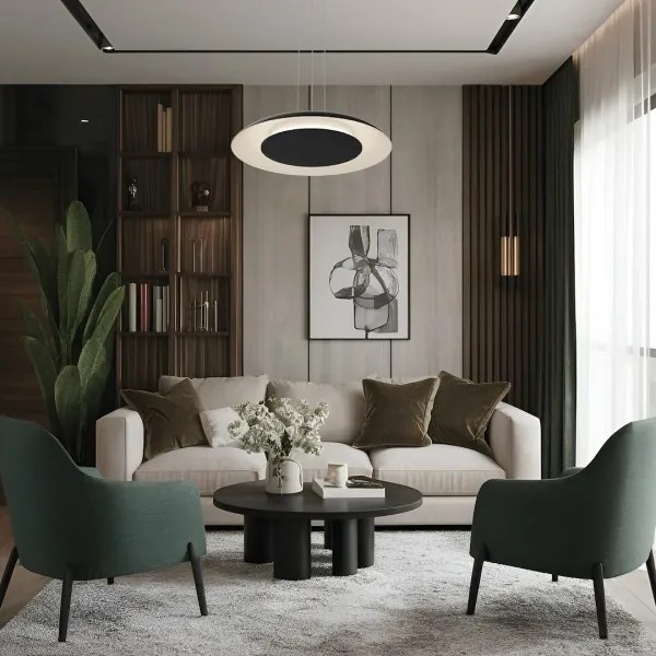 Lampada a sospensione su cavo PIATTINO LED/30W/230V 2700/3200/4000K Ø 40 cm nero