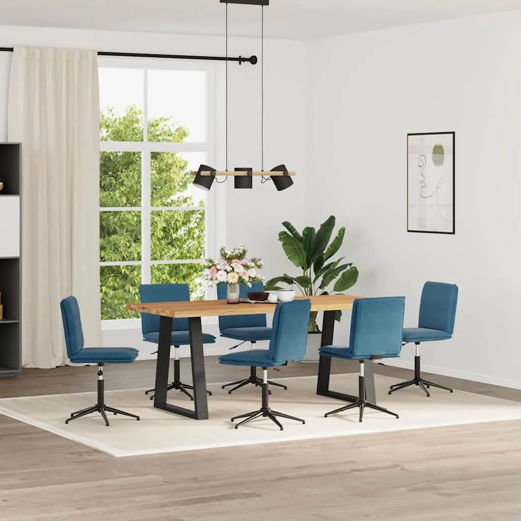 Sedie Da Pranzo 6 Pz Blu İn Velluto /