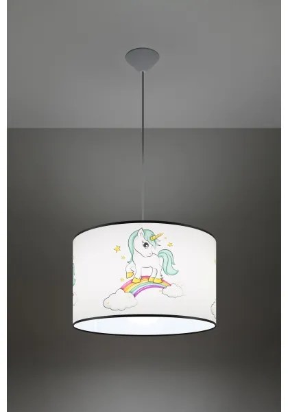 Sollux SL.1413 - Lampadario a sospensione per bambini UNICORN 1xE27/15W/230V diametro 40 cm