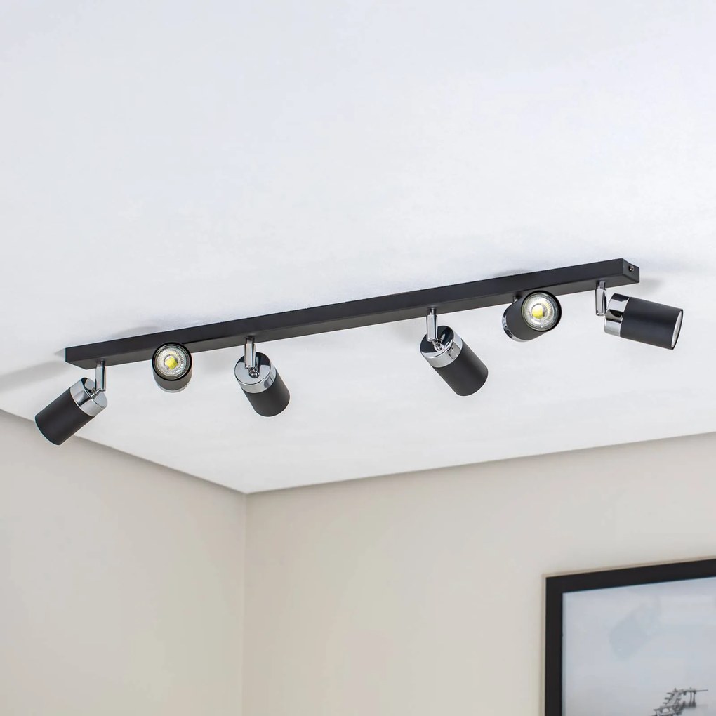 Faretto da soffitto Joker, nero/argento, 6 luci Joker Eko-Light, dimmerabile, Nero, Soggiorno / Sala da pranzo, Metallo, Moderno, Faretto