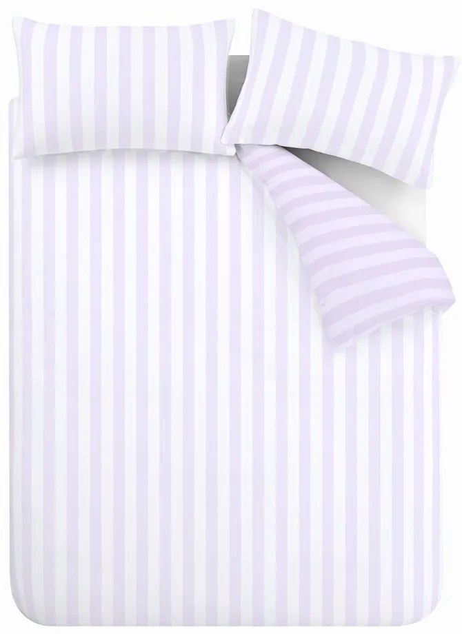 Set copripiumino e federa bianco e lavanda per letto matrimoniale e per letto esteso 230x220 cm Stripe Tease – Sassy B