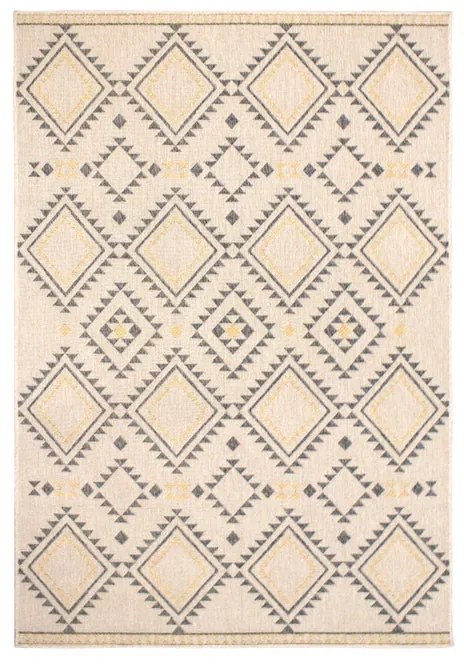 Tappeto Sarawi losanghe orientale in cotone beige/arancio/ grigio, L 190 x L 130 cm