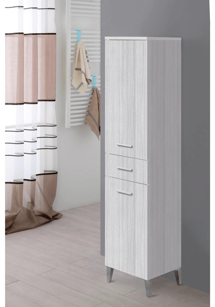 Colonna Portasciugamani a Terra 154 Cm Due Ante Un Cassetto Feridras "Stella" Grigio
