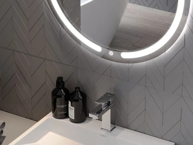 Mexen Rose specchio da bagno retroilluminato, rotondo 60 cm, LED 6000K, antifog - 9810-060-060-611-00