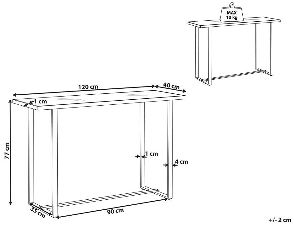 Tavolino consolle vetro bianco e argento 120 x 40 cm PLANO Beliani