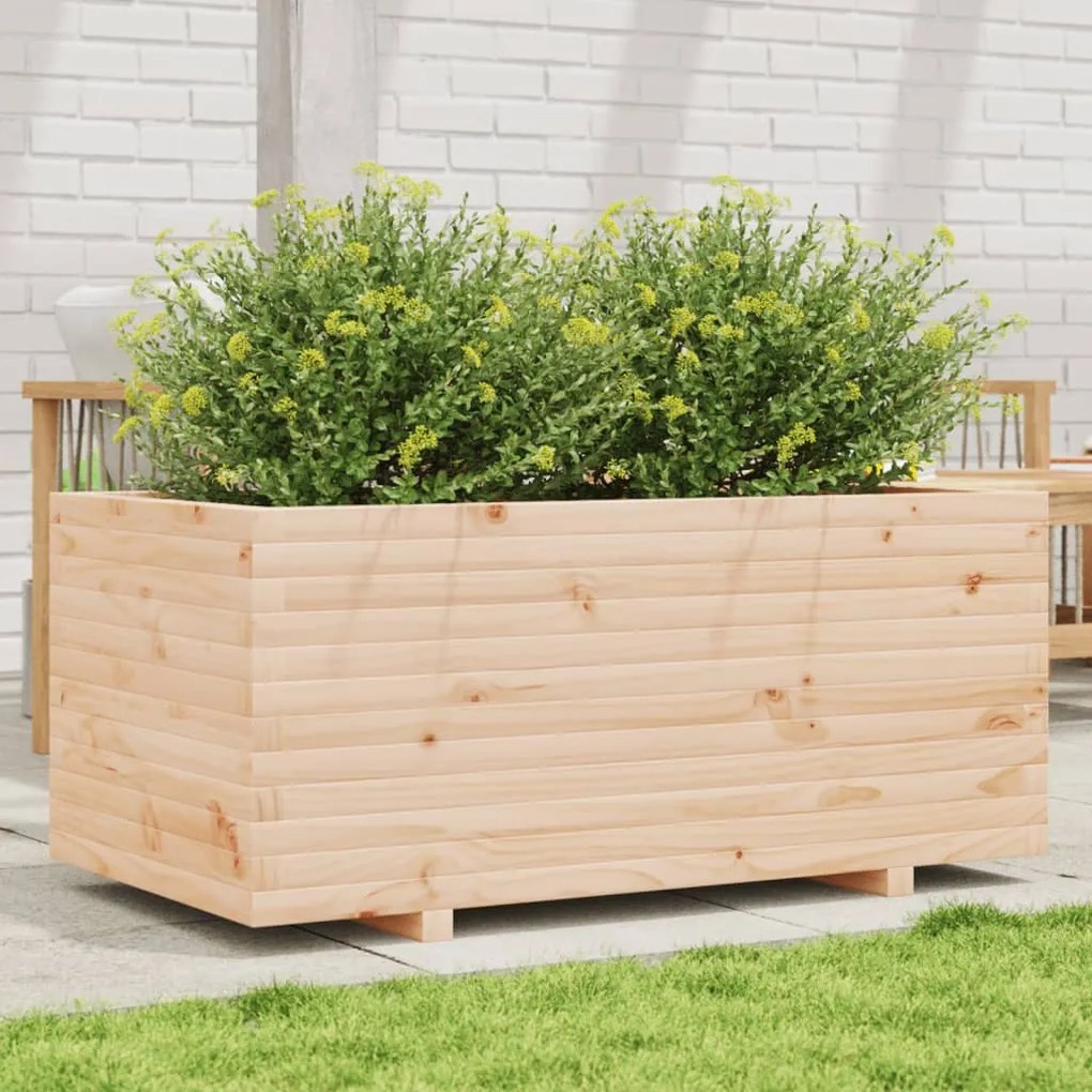 Fioriera Da Giardino 110x60x49,5 Cm İn Legno Massello Di Pino /