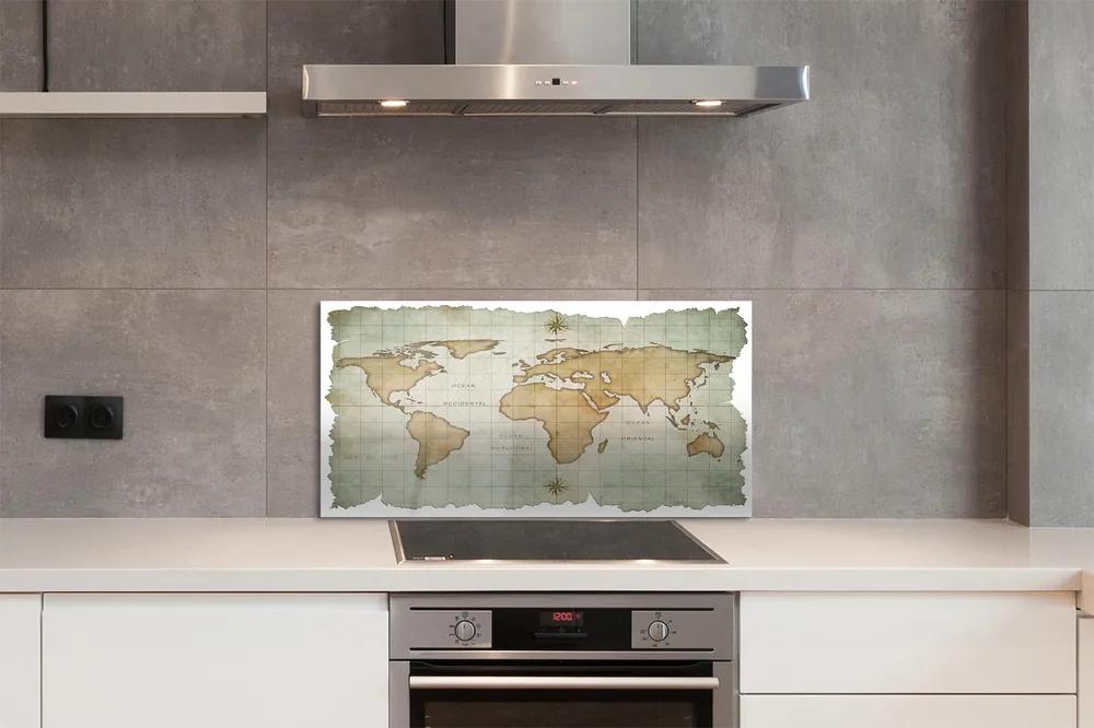 Pannello paraschizzi cucina Carta geografica 100x50 cm