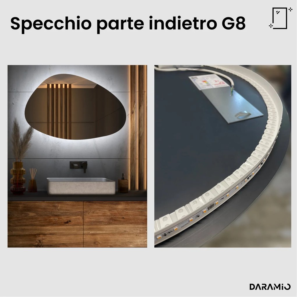 Specchio a forma di ciottolo con luce LED G8