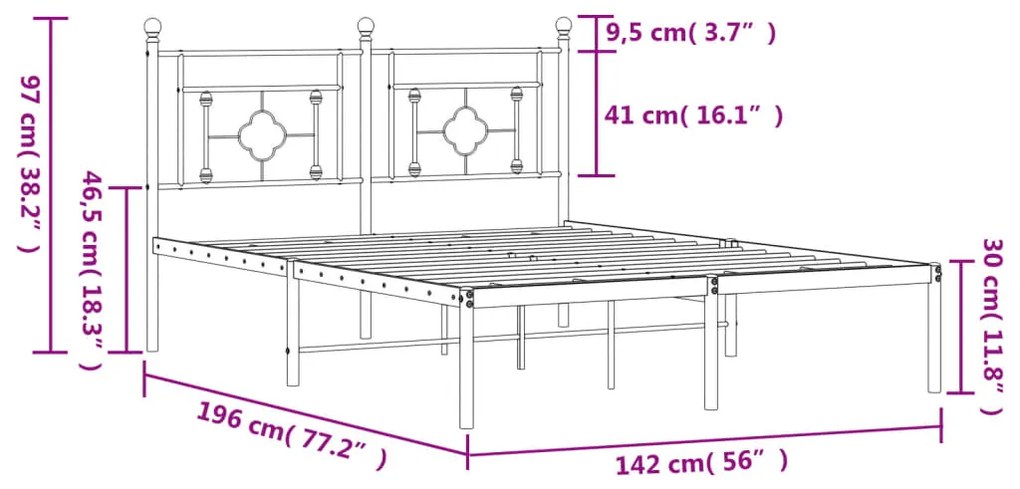 Giroletto con Testiera Metallo Bianco 135x190 cm