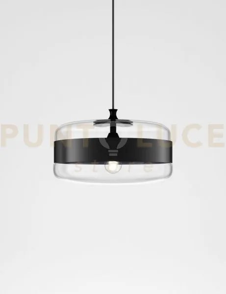 Futura sospensione g cristallo nero montatura nero opaco 1 luce att...