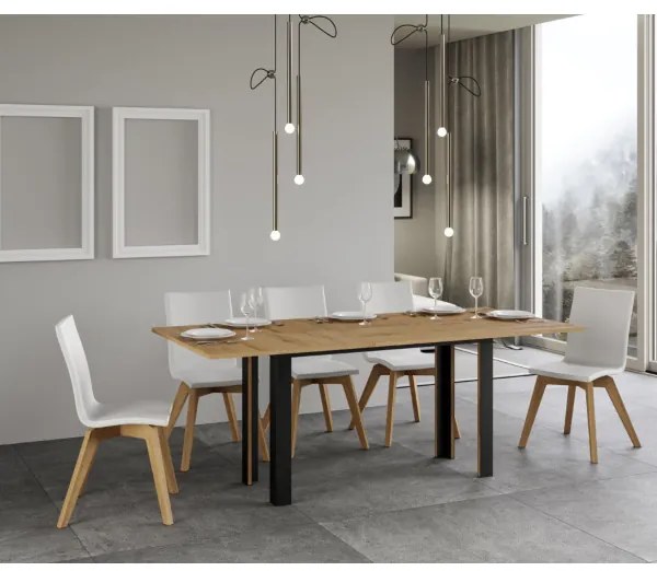Tavolo libro LINEA DOUBLE 120x45 Quercia Natura allunga aperto 200x90